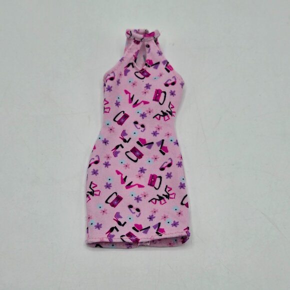 Barbie Doll Pink Halter Dress With Shoes & Heel Print - Picture 5 of 6